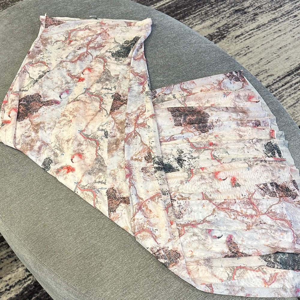 Zara Marble Print Strapless Maxi Dress